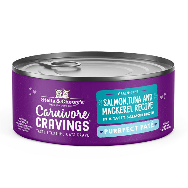 Stella & Chewy's Purrfect Pate Salmon, Tuna & Mackerel Flavored Pate Wet Cat Food (24 Pack) 2.8OZ