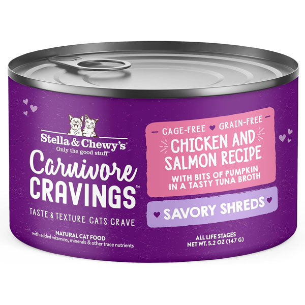 Stella & Chewy's Savory Shreds Chicken & Salmon Flavored Shredded Wet Cat Food (24 Pack) 5.2OZ Each