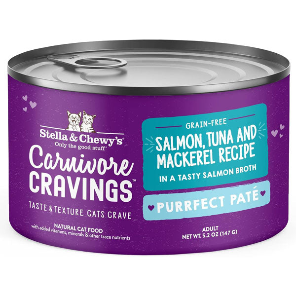 Stella & Chewy's Purrfect Pate Salmon, Tuna & Mackerel Flavored Pate Wet Cat Food (24 Pack) 5.2OZ