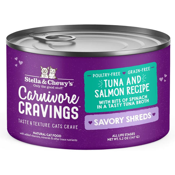 Stella & Chewy's Savory Shreds Tuna & Salmon Flavored Shredded Wet Cat Food (24 Pack) 5.2OZ Each