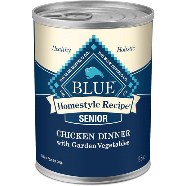 Blue Buffalo Homestyle Recipe Senior Wet Dog Food, Made with Natural Ingredients, Chicken Dinner with Garden Vegetables, 12.5-oz. Cans (12 Count)