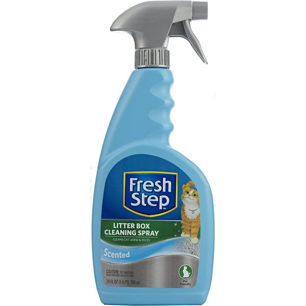 Fresh Step Cat Litter Box Cleaning Spray | Removes Tough Urine Odors | Cat Litter Box Deodorizer for Cat Litter Boxes | Easy to Use Urine Odor Remover Spray, 24 Ounces