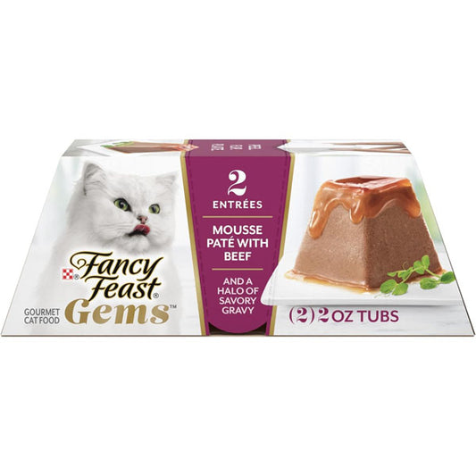 Fancy Feast Gems Pate Cat Food Mousse with Beef and a Halo of Savory Gravy - (Pack of 8) 4 oz. Boxes