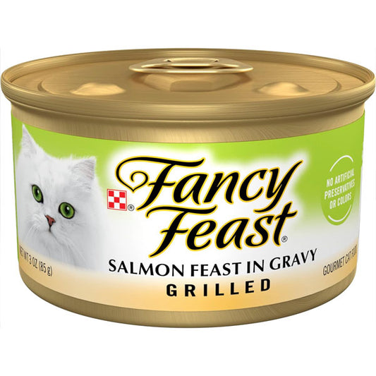 Purina Fancy Feast Grilled Wet Cat Food Salmon Feast in Wet Cat Food Gravy - (Pack of 24) 3 oz. Cans
