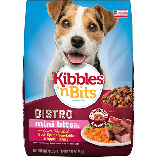 Kibbles 'N Bits Bistro Small Breed Mini Bits Dog Food - Oven Roasted Beef - 3.5 Lb