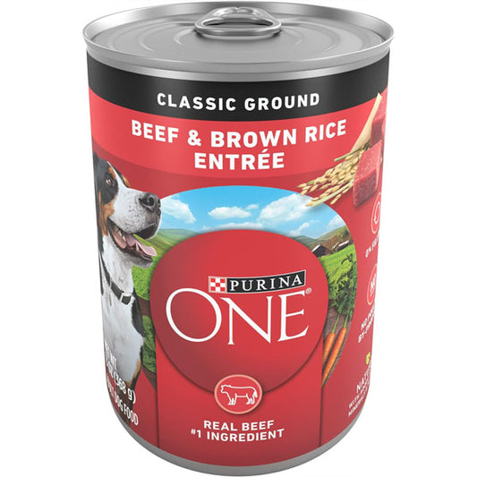 Purina ONE Classic Ground Beef and Brown Rice Entree Adult Wet Dog Food - (Pack of 12) 13 oz. Cans