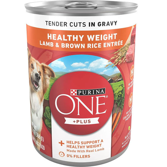 Purina ONE Plus Tender Cuts in Gravy Healthy Weight Lamb and Brown Rice Entree in Wet Dog Food Gravy - (Pack of 12) 13 oz. Cans