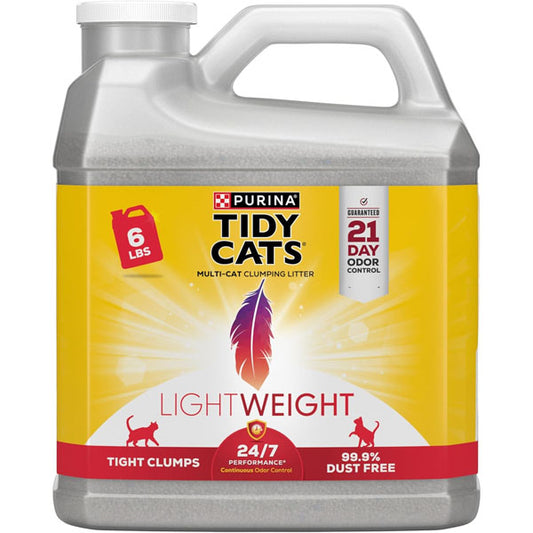 Purina Tidy Cats Light Weight, Low Dust, Clumping Cat Litter, 24/7 Performance Multi Cat Litter - 6 lb. Jug